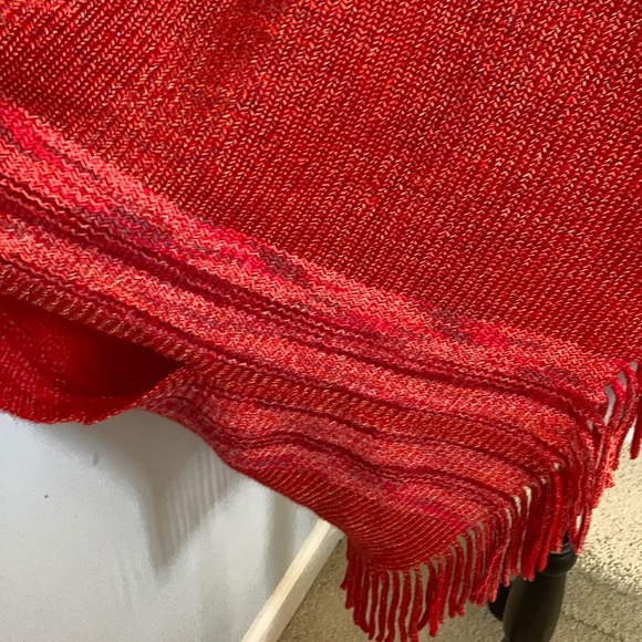 Red Fringed Sweater Kimono/Wrap - Picture 7 of 7